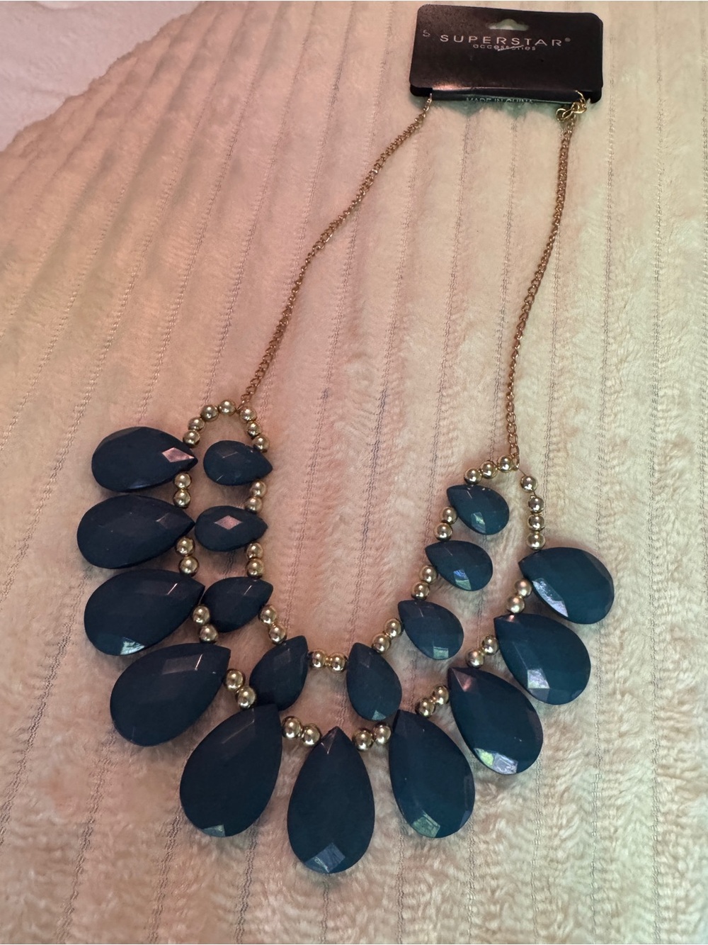 adidas Teardrop Bib Necklace in Deep Teal